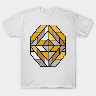 Geometric Pattern Tiles in Mustard Yellow and Grey T-Shirt